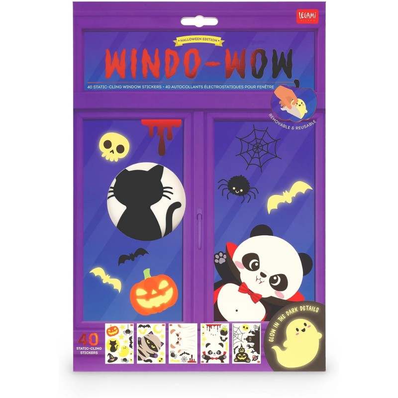 STICKER ADESIVI LEGAMI PER FINESTRA 40 PZ ELETTROSTATICI HALLOWEEN VWDS0003